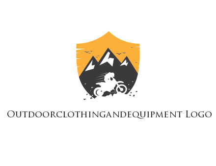 negative spacing bike rider in mountains in shield