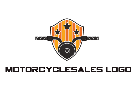 abstract motorbike handles and stars coming of shield with stripes