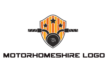 abstract motorbike handles and stars coming of shield with stripes