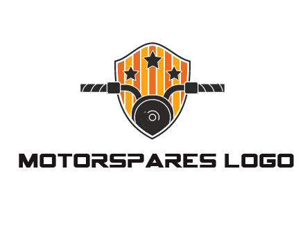 abstract motorbike handles and stars coming of shield with stripes
