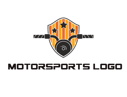 abstract motorbike handles and stars coming of shield with stripes