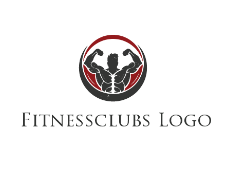 bodybuilder flexing in swooshes forming circle