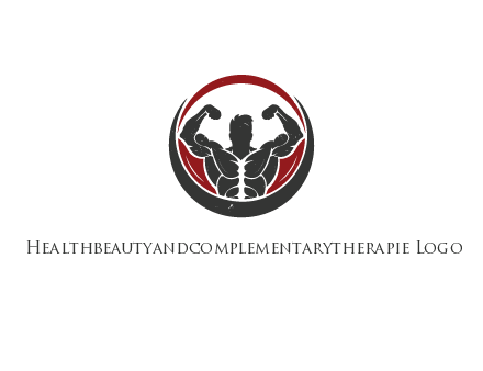 bodybuilder flexing in swooshes forming circle