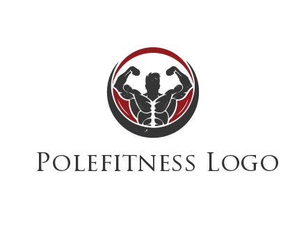 bodybuilder flexing in swooshes forming circle