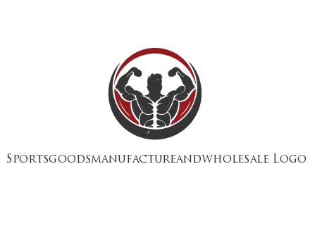 bodybuilder flexing in swooshes forming circle