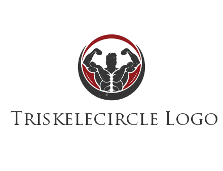 bodybuilder flexing in swooshes forming circle