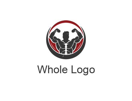 bodybuilder flexing in swooshes forming circle