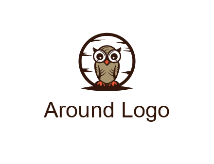 circle behind owl with big eyes