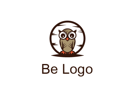 circle behind owl with big eyes