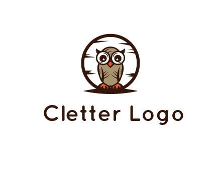 circle behind owl with big eyes