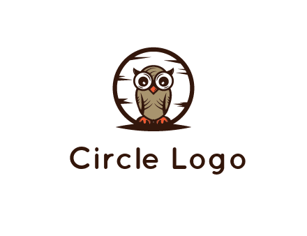 circle behind owl with big eyes