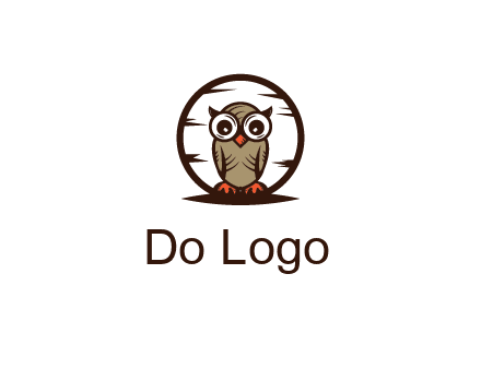 circle behind owl with big eyes