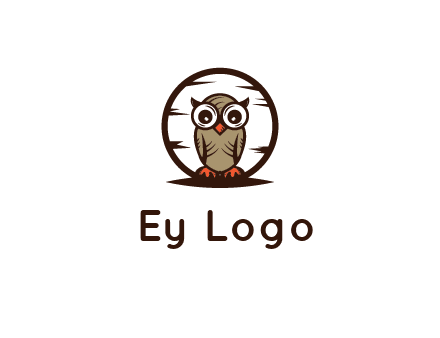 circle behind owl with big eyes