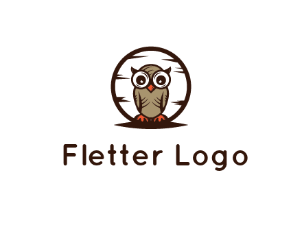 circle behind owl with big eyes
