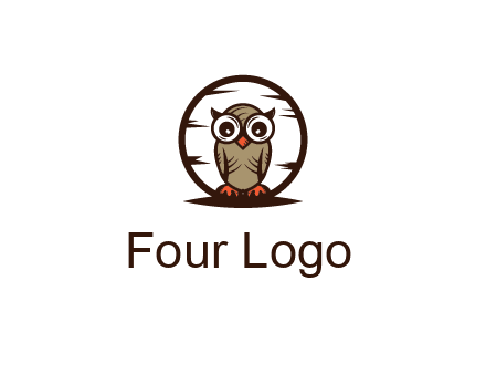 circle behind owl with big eyes