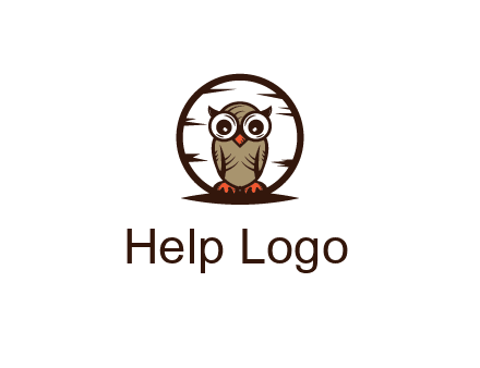circle behind owl with big eyes