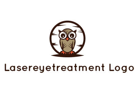 circle behind owl with big eyes