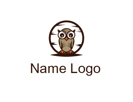 circle behind owl with big eyes