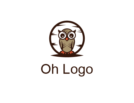 circle behind owl with big eyes