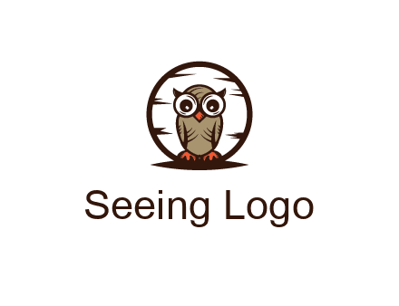 circle behind owl with big eyes