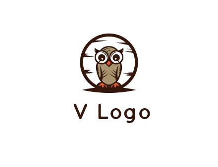 circle behind owl with big eyes