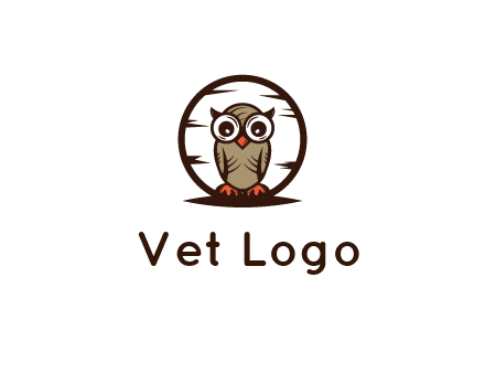 circle behind owl with big eyes