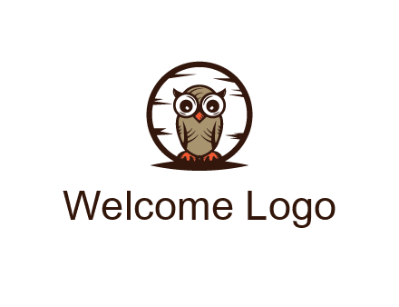 circle behind owl with big eyes