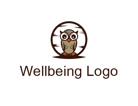circle behind owl with big eyes