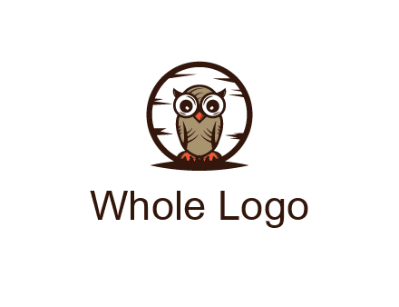 circle behind owl with big eyes