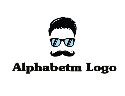 negative spacing with moustache and hair wearing sunglasses