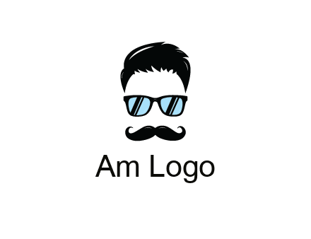 negative spacing with moustache and hair wearing sunglasses