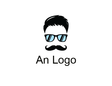 negative spacing with moustache and hair wearing sunglasses