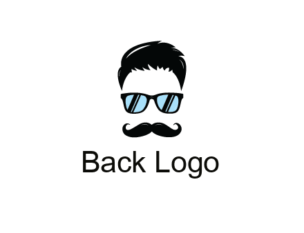 negative spacing with moustache and hair wearing sunglasses