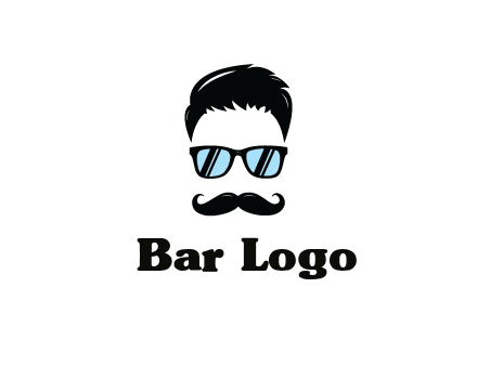 negative spacing with moustache and hair wearing sunglasses