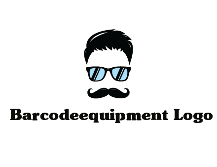 negative spacing with moustache and hair wearing sunglasses