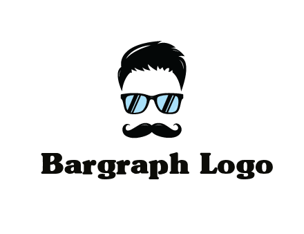 negative spacing with moustache and hair wearing sunglasses