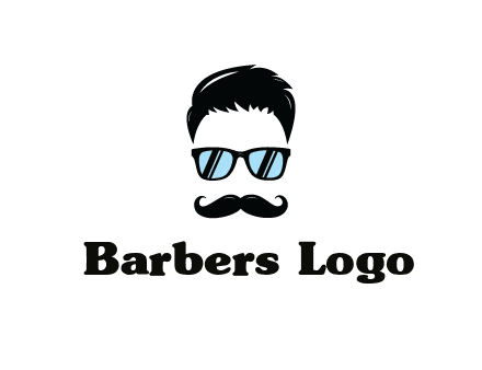 negative spacing with moustache and hair wearing sunglasses