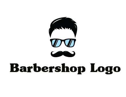negative spacing with moustache and hair wearing sunglasses