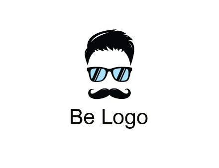 negative spacing with moustache and hair wearing sunglasses