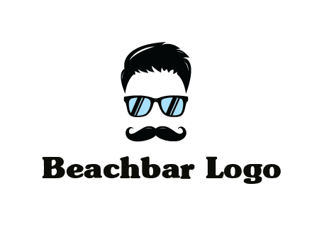 negative spacing with moustache and hair wearing sunglasses