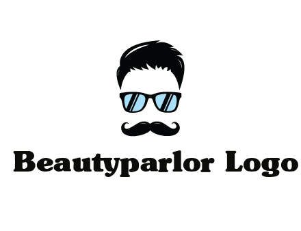 negative spacing with moustache and hair wearing sunglasses