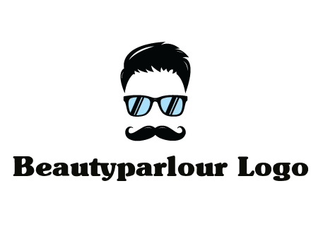 negative spacing with moustache and hair wearing sunglasses