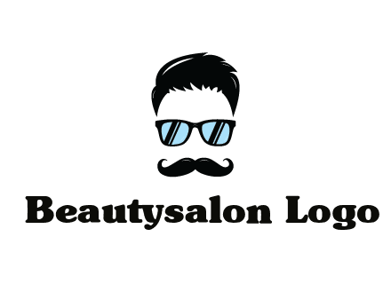 negative spacing with moustache and hair wearing sunglasses