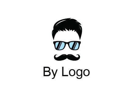 negative spacing with moustache and hair wearing sunglasses