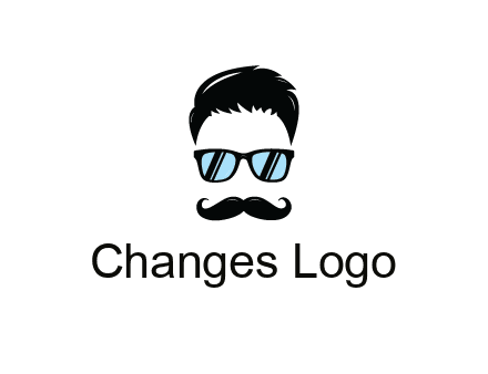 negative spacing with moustache and hair wearing sunglasses