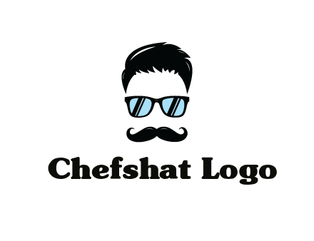 negative spacing with moustache and hair wearing sunglasses