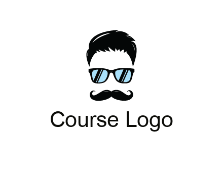negative spacing with moustache and hair wearing sunglasses