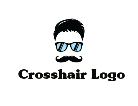 negative spacing with moustache and hair wearing sunglasses