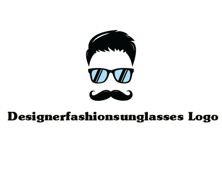 negative spacing with moustache and hair wearing sunglasses