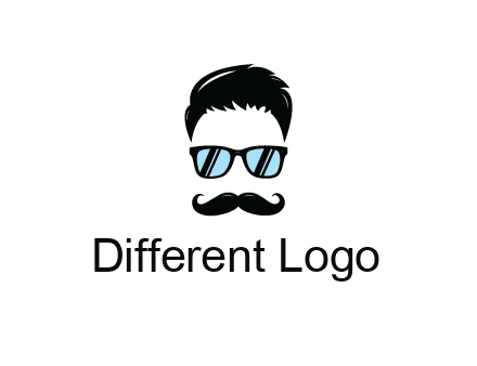 negative spacing with moustache and hair wearing sunglasses